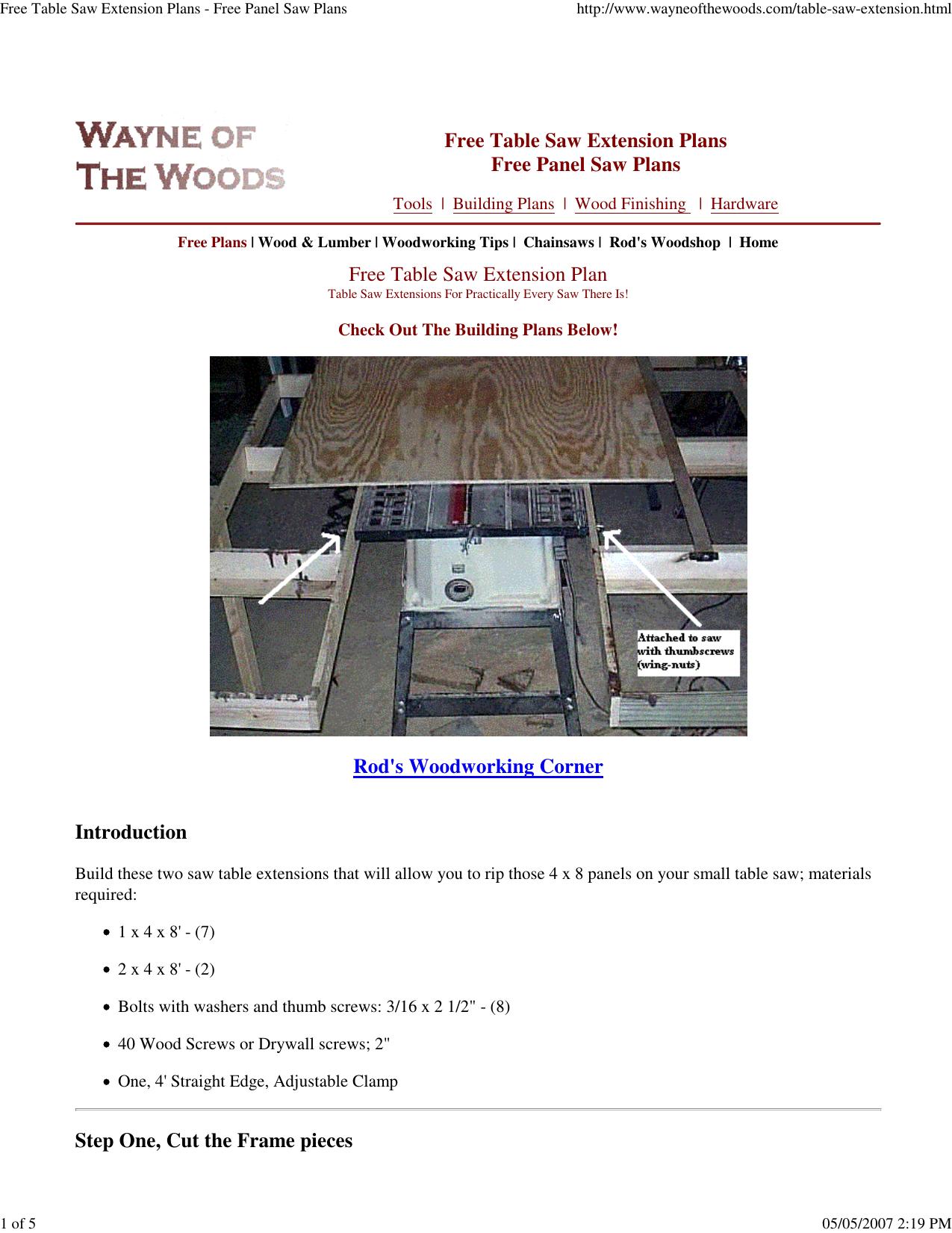 Free Table Saw Extension Plans - Free Panel Saw Plans by HP_Administrator