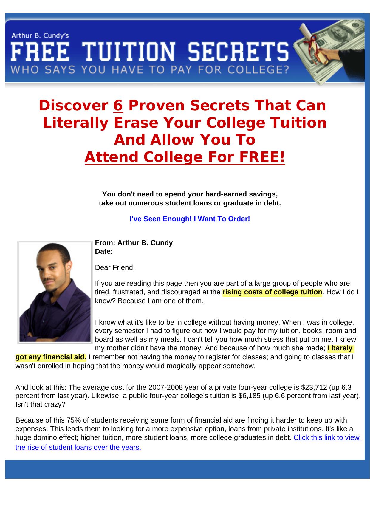 Free Tuition Secrets - Go To College For Free. by Best of Kuszter's Collection