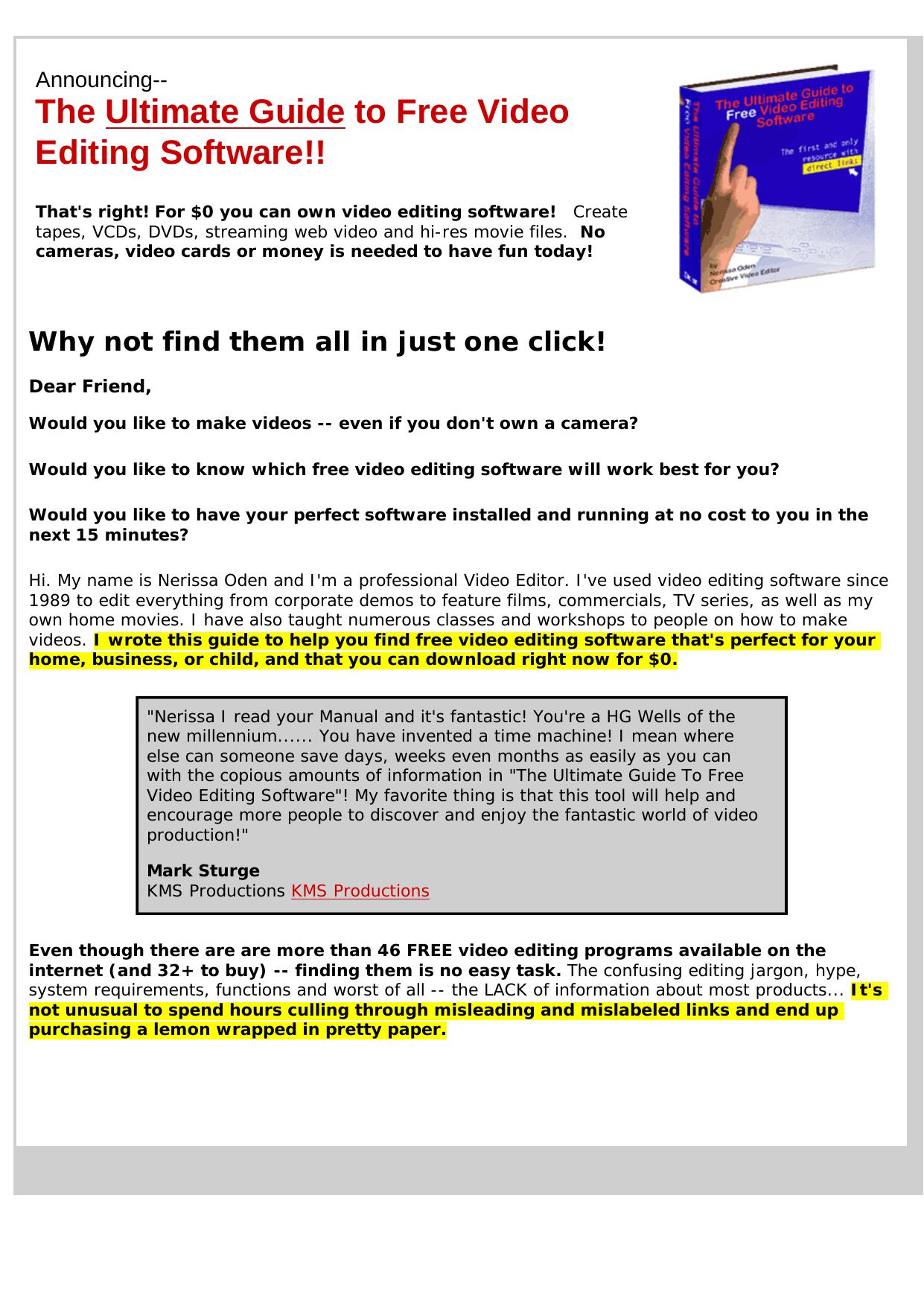 Free Video Editing Software. by Best of Kuszter's Collection