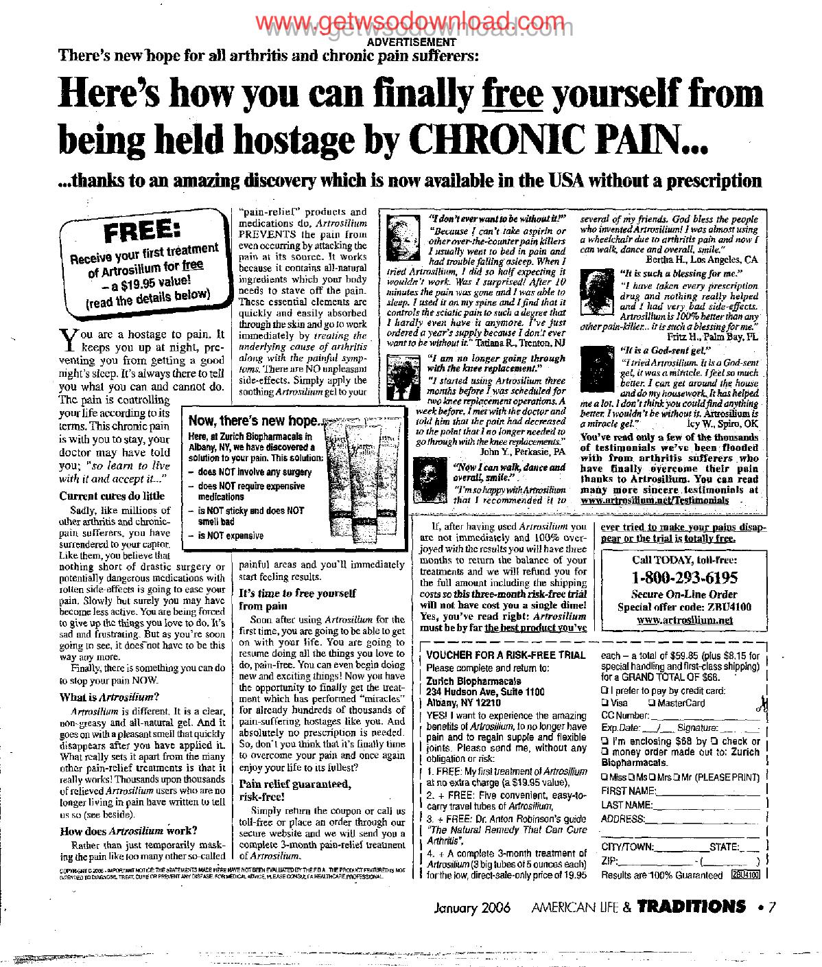 Free Yourself from Chronic Pain by Copyright 2006 Heritage Microfilm Inc. and Newspaperarchive.com