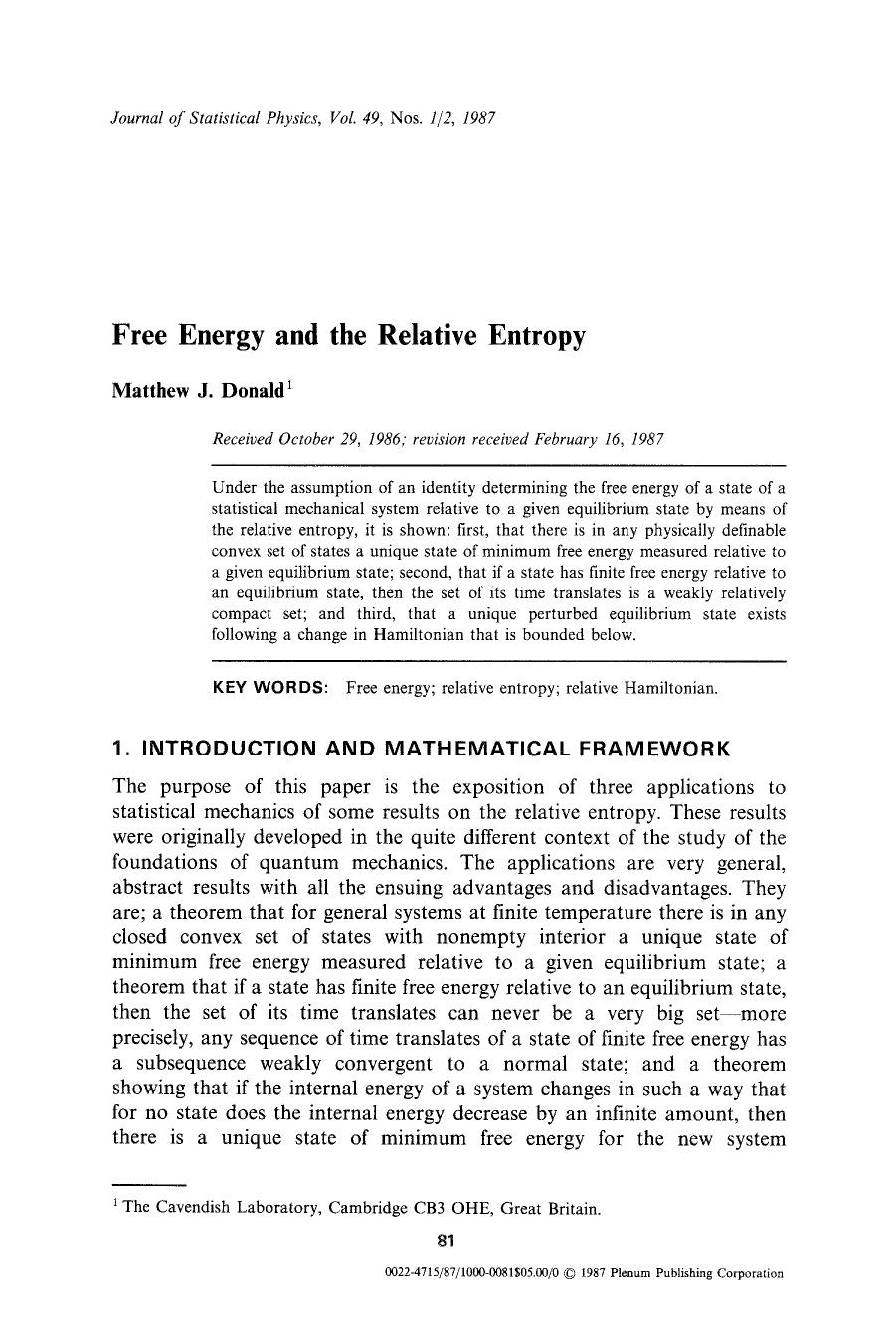 Free energy and the relative entropy by Unknown