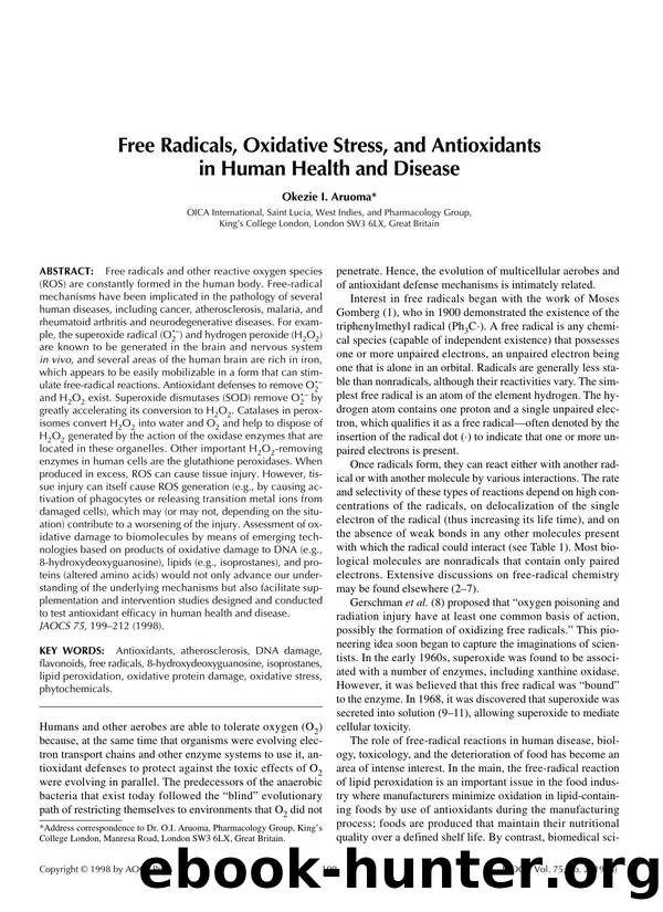 Free radicals, oxidative stress, and antioxidants in human health and disease by Unknown