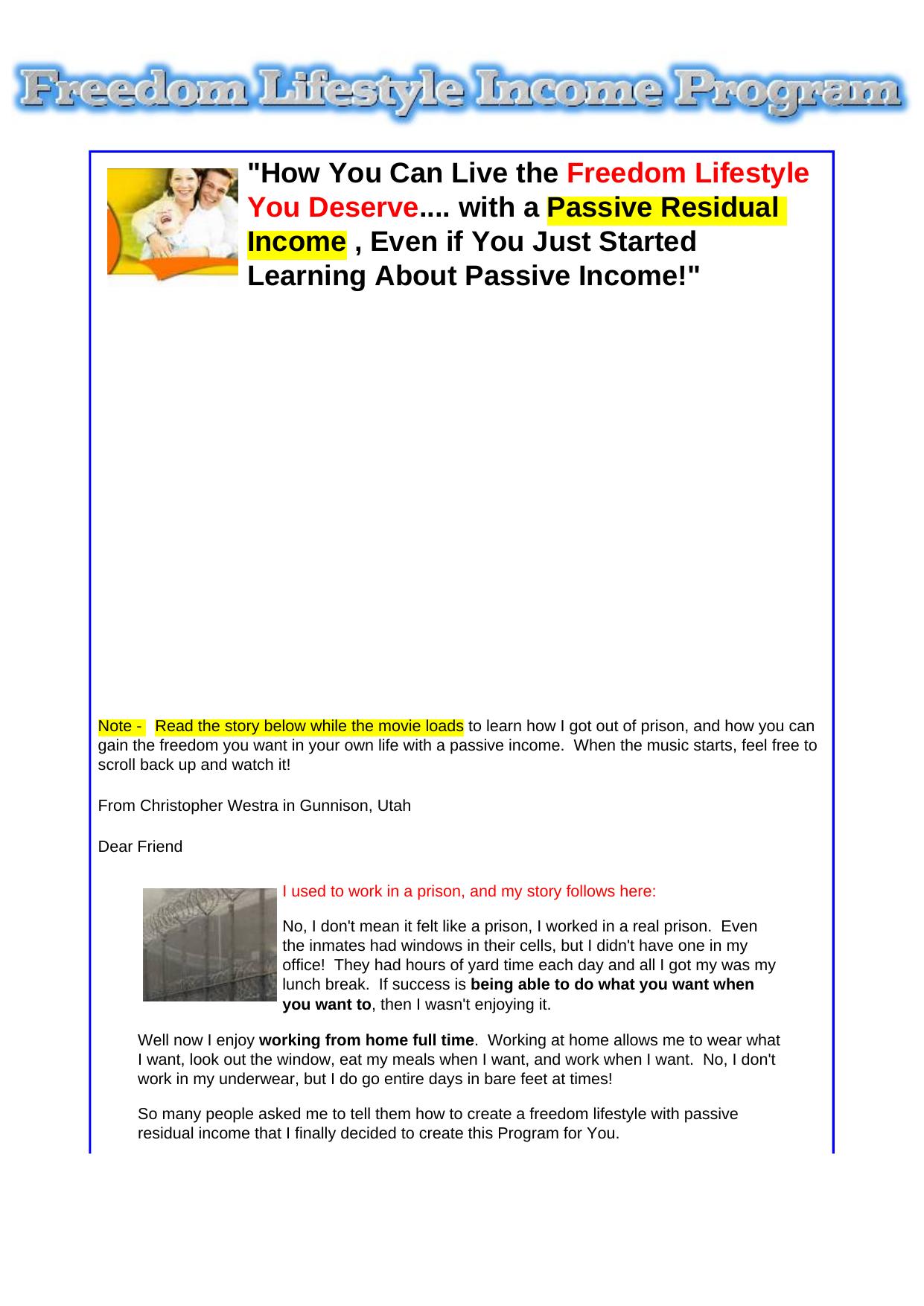 Freedom Lifestyle Income Program. by Best of Kuszter's Collection