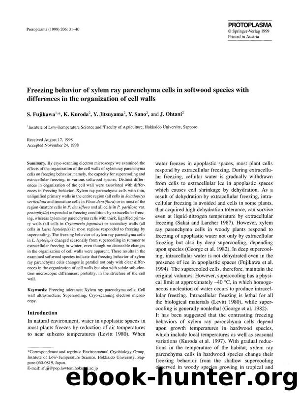 Freezing behavior of xylem ray parenchyma cells in softwood species with differences in the organization of cell walls by Unknown
