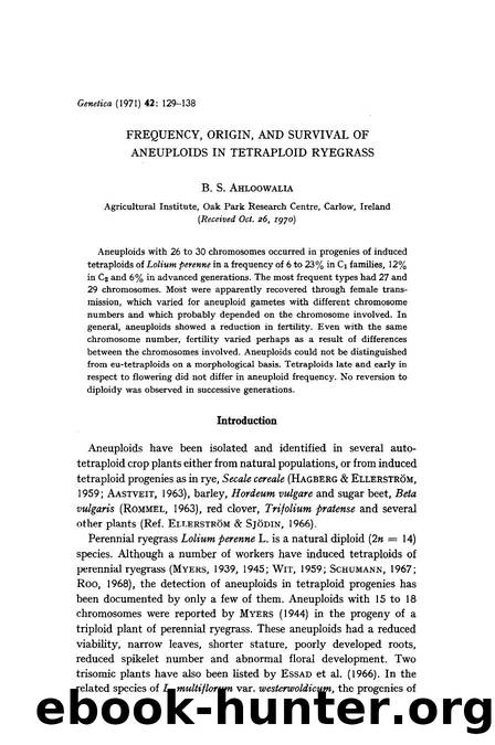 Frequency, origin, and survival of aneuploids in tetraploid ryegrass by Unknown