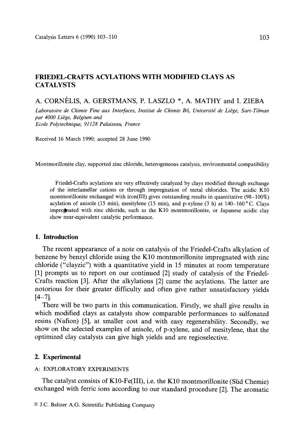 Friedel-Crafts acylations with modified clays as catalysts by Unknown