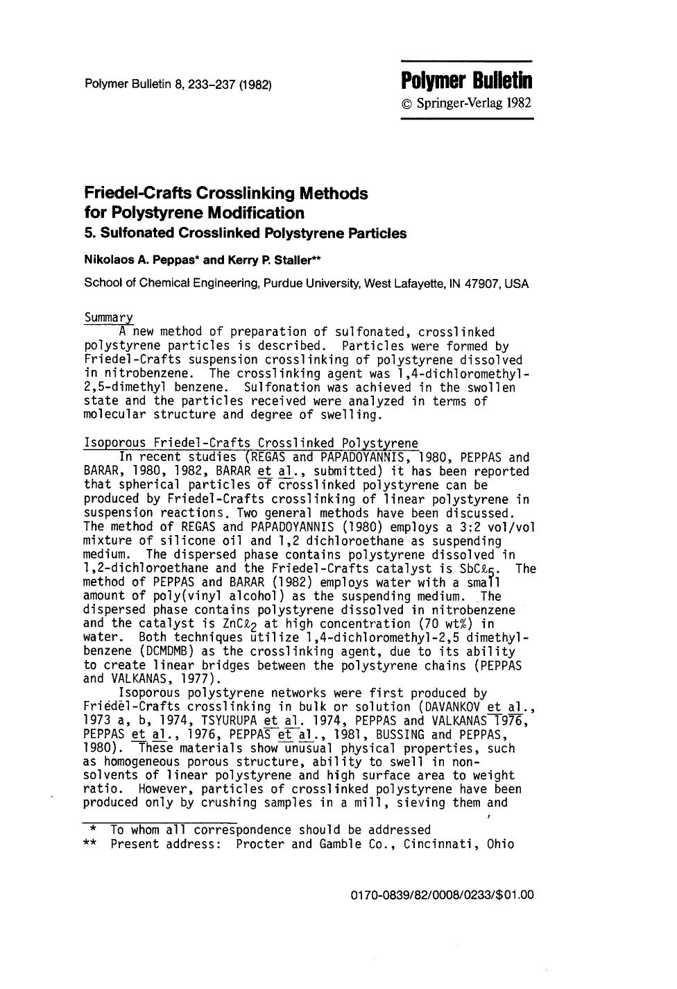 Friedel-Crafts crosslinking methods for polystyrene modification by Unknown