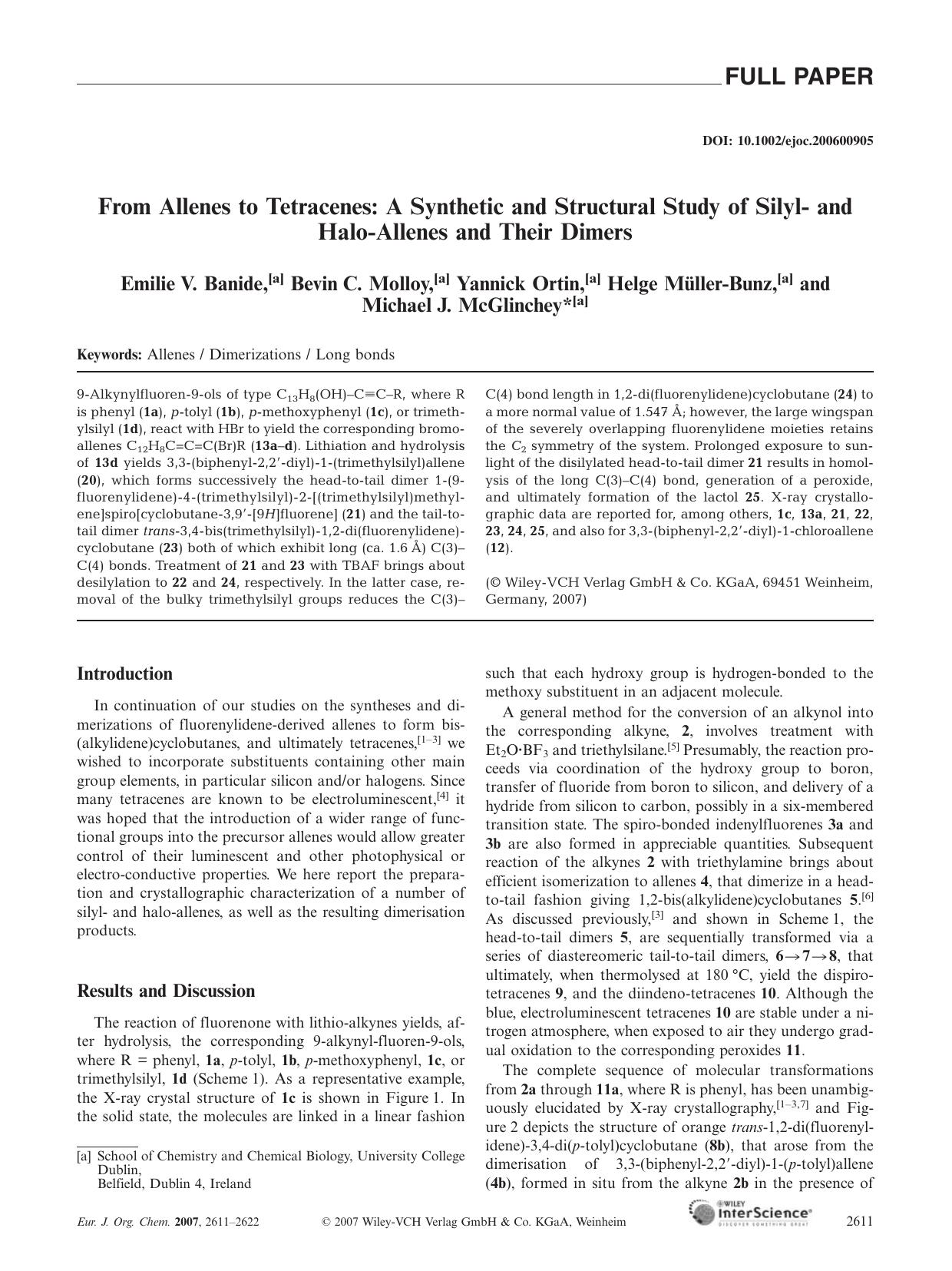 From Allenes to Tetracenes: A Synthetic and Structural Study of Silyl- and Halo-Allenes and Their Dimers by Unknown