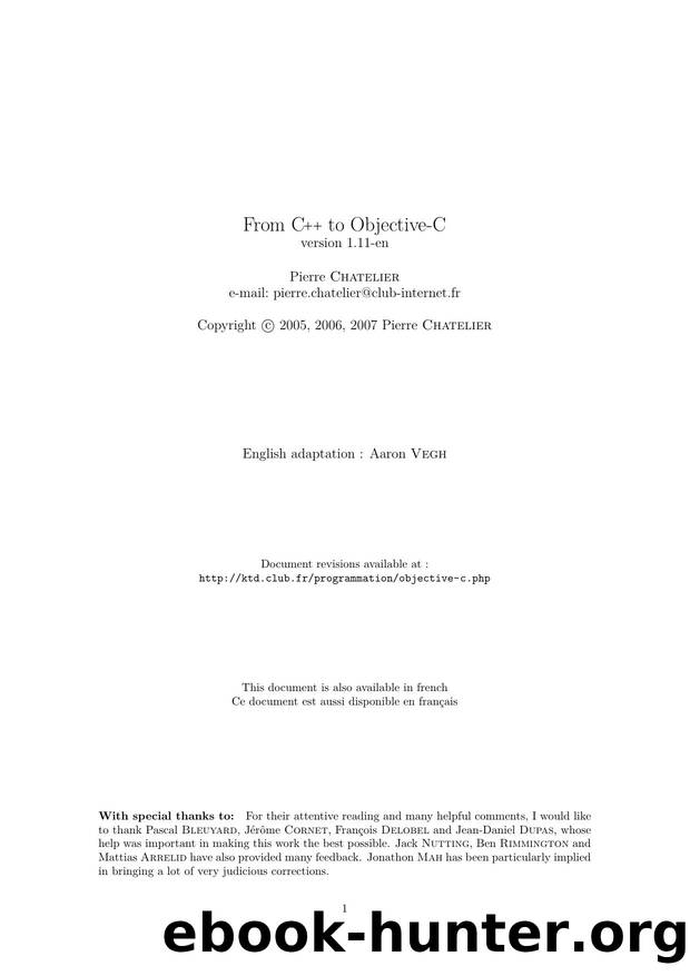 From C++ to Objective-C by Pierre Chatelier