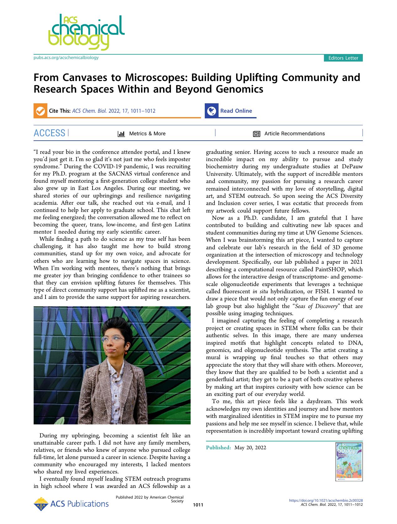 From Canvases to Microscopes: Building Uplifting Community and Research Spaces Within and Beyond Genomics by Robin Aguilar