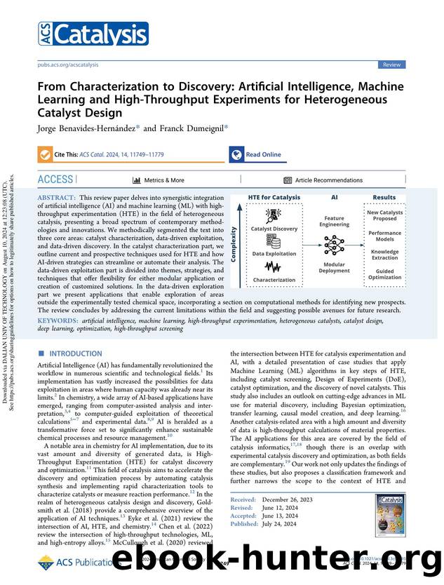 From Characterization to Discovery: Artificial Intelligence, Machine Learning and High-Throughput Experiments for Heterogeneous Catalyst Design by Jorge Benavides-Hernández & Franck Dumeignil