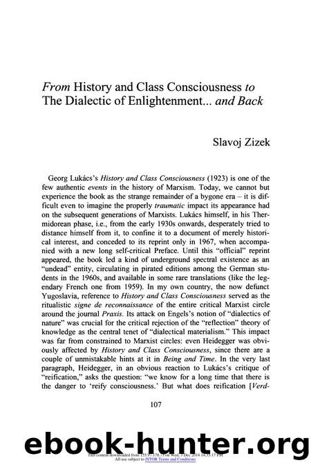 From History and Class Consciousness to the Dialectic of Enlightenment... and Back by From History & Class Consciousness to the Dialectic of Enlightenment... (2000)