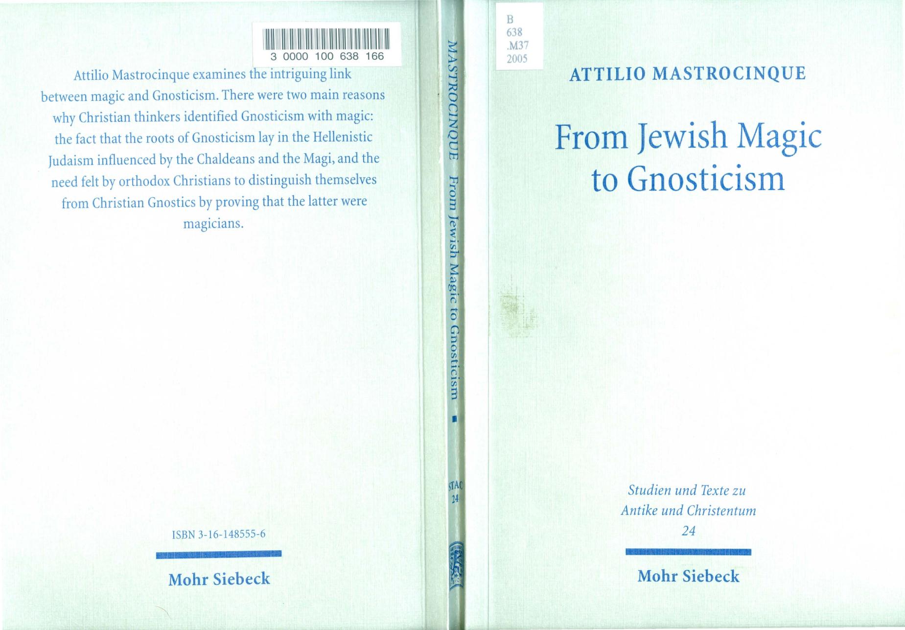 From Jewish Magic to Gnosticism by Attilio Mastrocinque