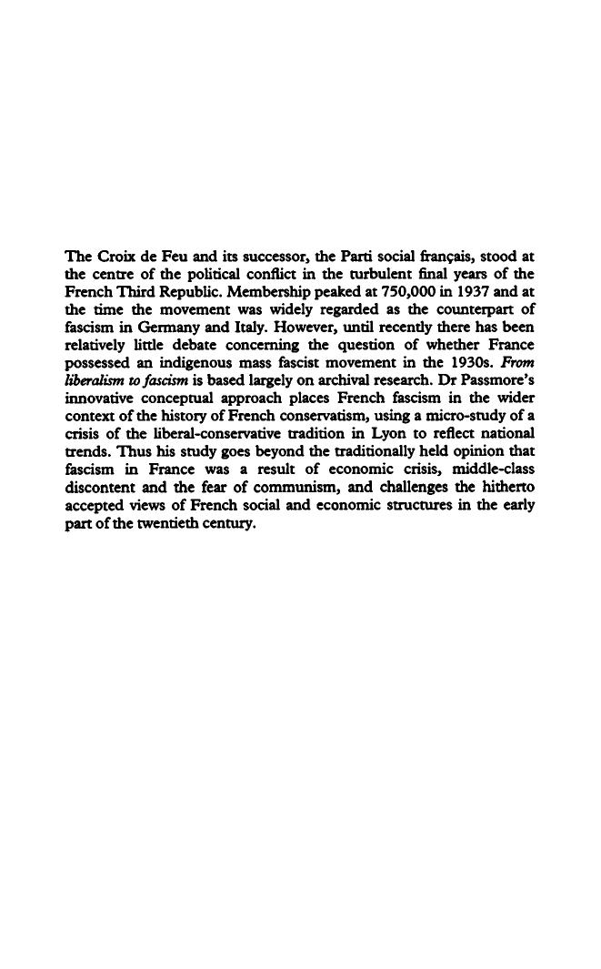 From Liberalism to Fascism: The Right in a French Province, 1928-1939 by Kevin Passmore