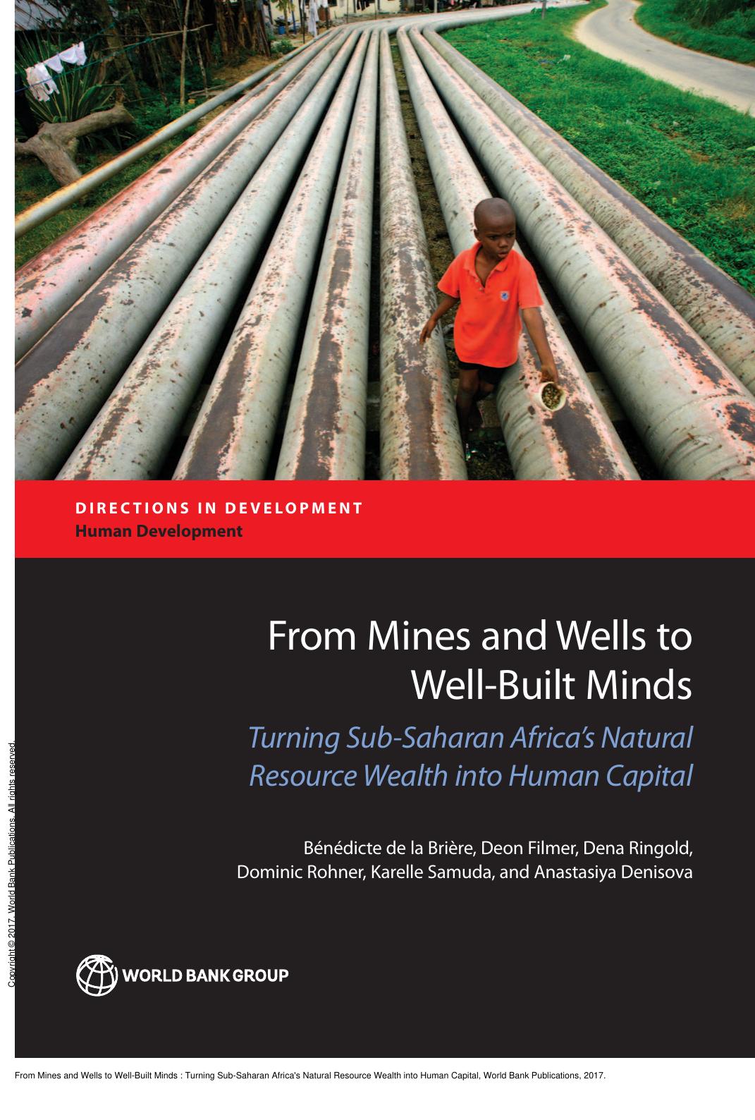 From Mines and Wells to Well-Built Minds : Turning Sub-Saharan Africa's Natural Resource Wealth into Human Capital by Bénédicte de la Brière; Deon Filmer; Dena Ringold; Dominic Rohner; Anastasiya Denisova