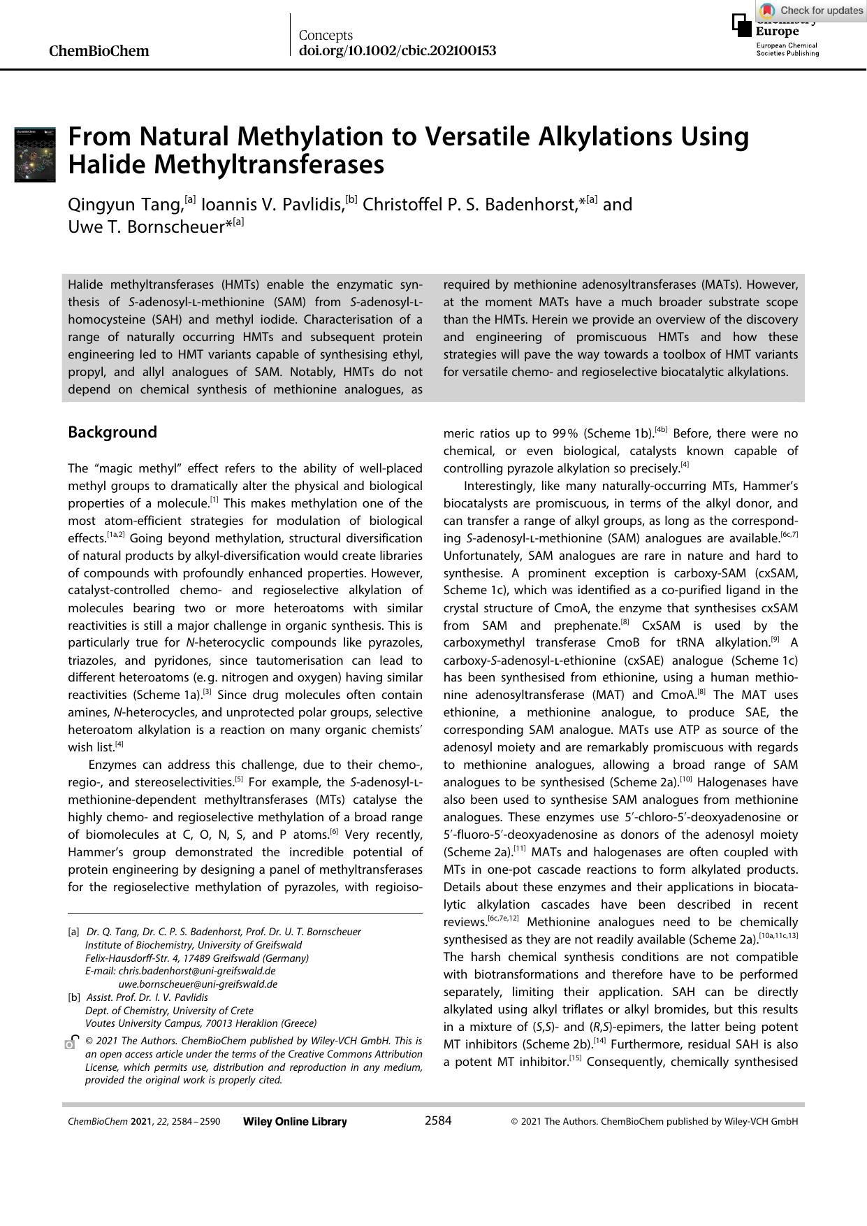 From Natural Methylation to Versatile Alkylations Using Halide Methyltransferases by Unknown