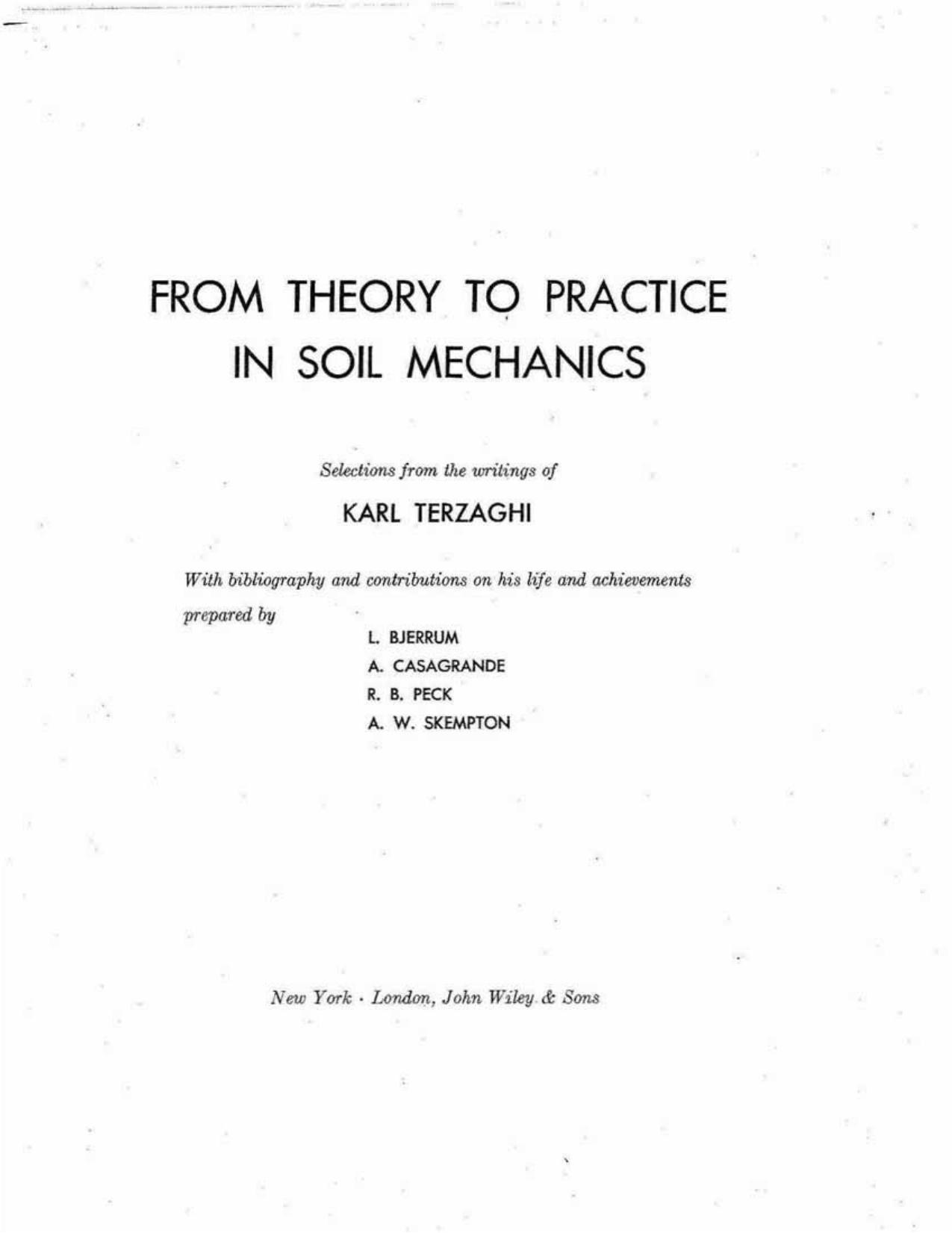 From Theory to Practice in Soil Mechanics by Karl Terzaghi