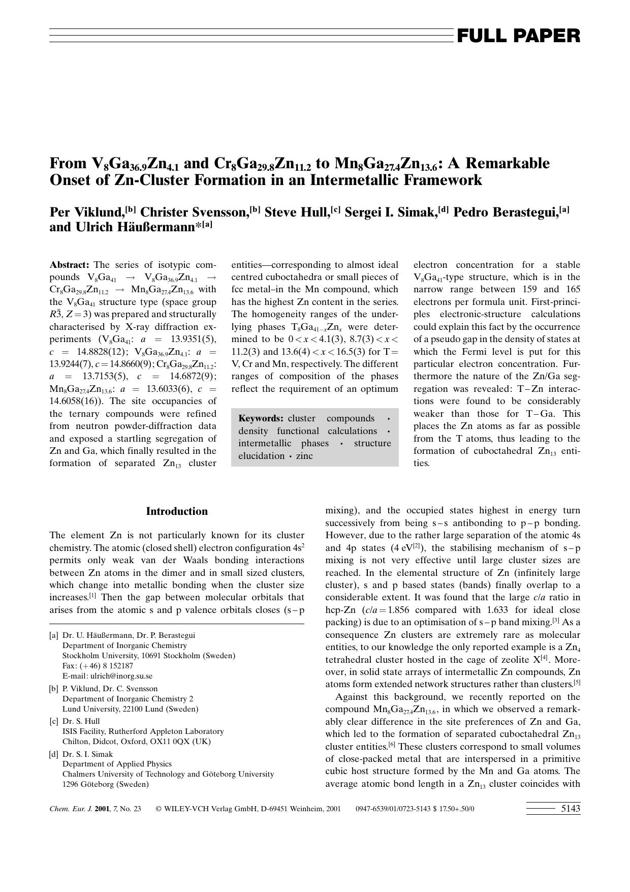From V8Ga36.9Zn4.1 and Cr8Ga29.8Zn11.2 to Mn8Ga27.4Zn13.6: A Remarkable Onset of Zn-Cluster Formation in an Intermetallic Framework by Unknown
