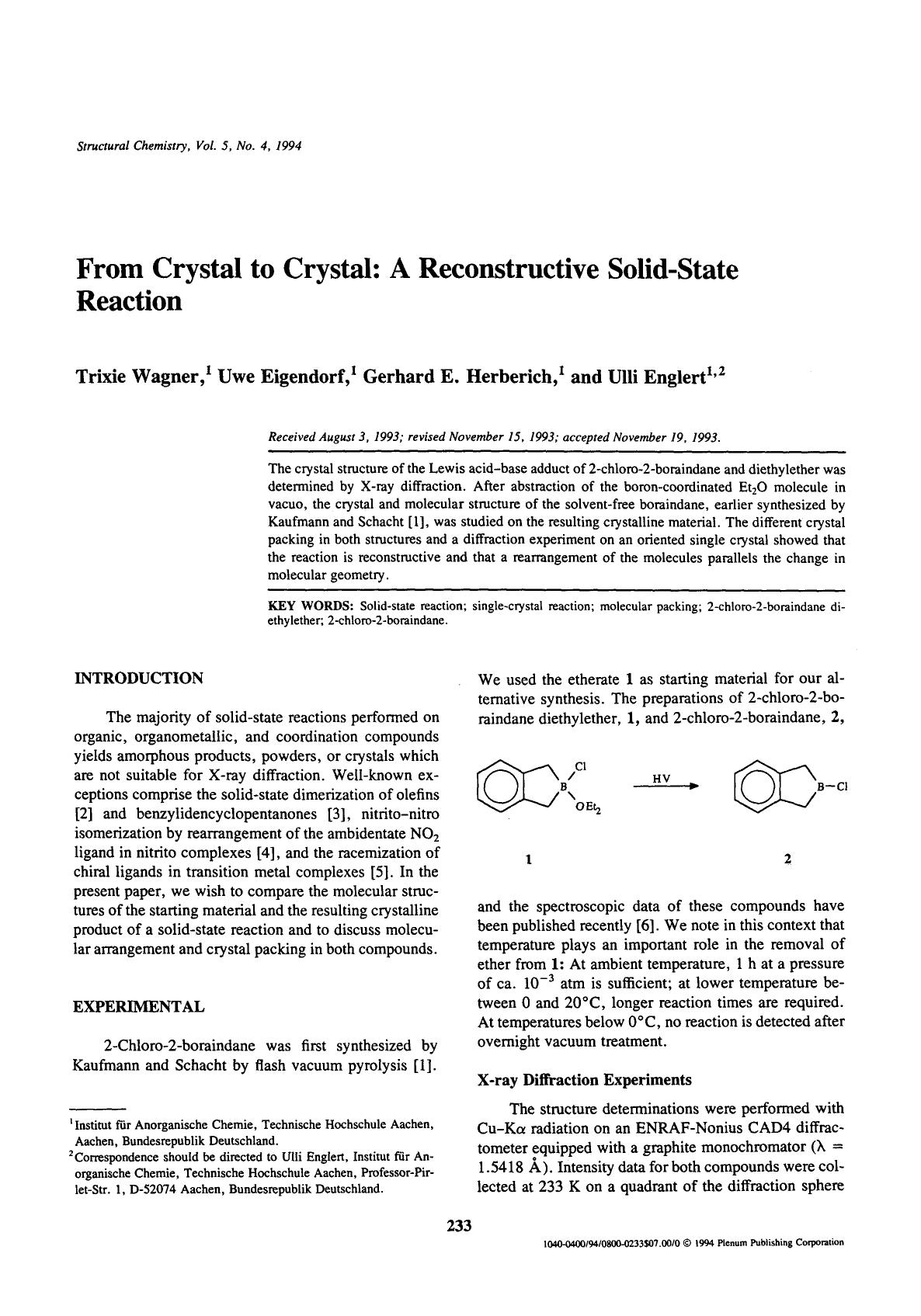 From crystal to crystal: A reconstructive solid-state reaction by Unknown