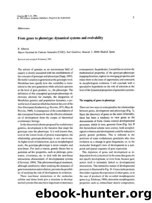 From genes to phenotype: dynamical systems and evolvability by Unknown