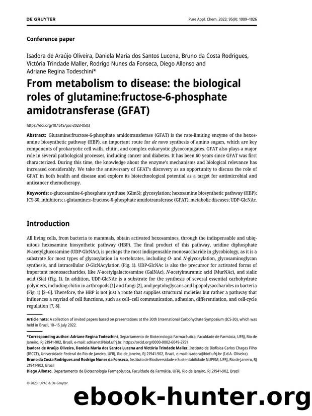 From metabolism to disease: the biological roles of glutamine:fructose&#45;6&#45;phosphate amidotransferase &#40;GFAT&#41; by Unknown