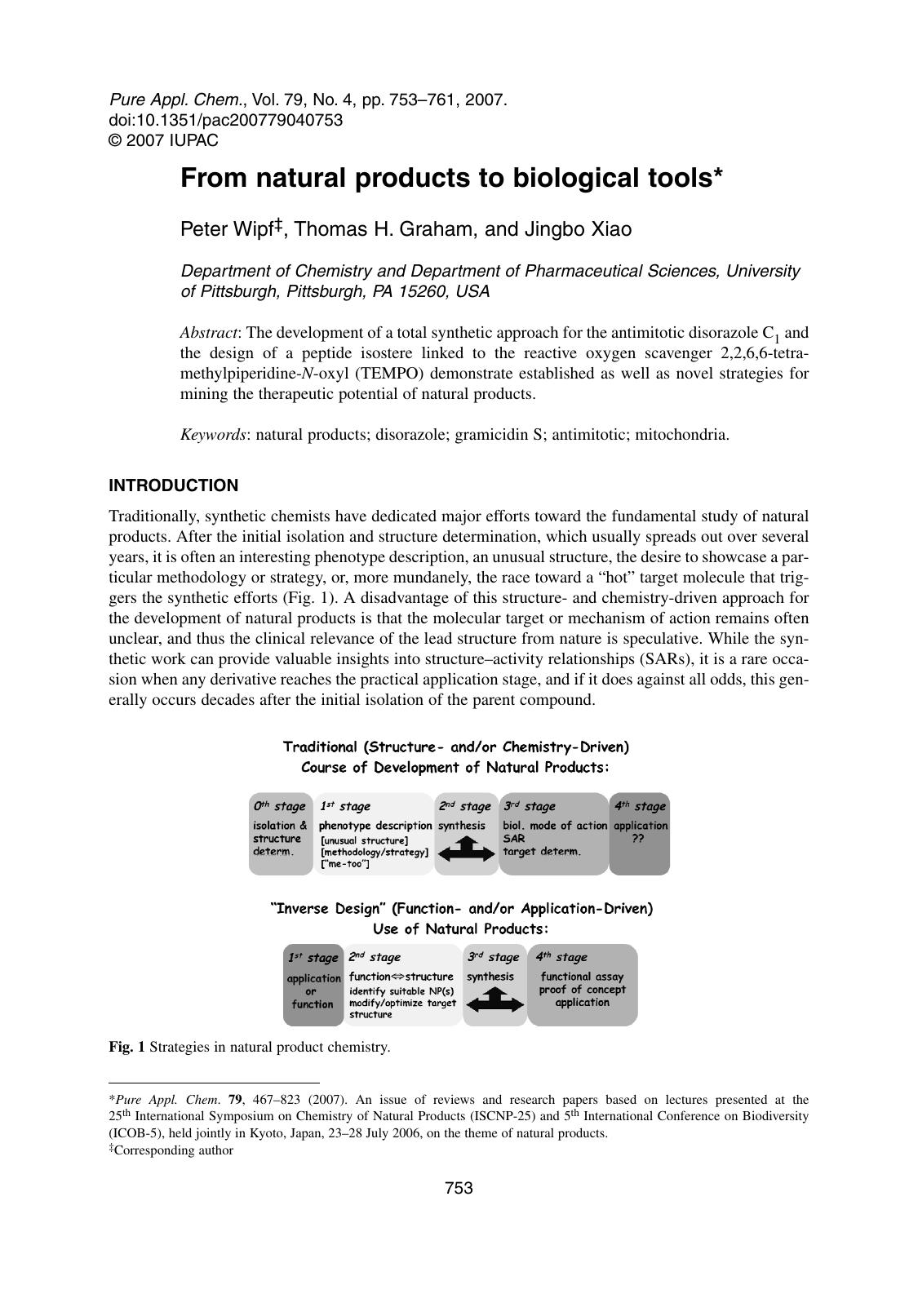 From natural products to biological tools by Peter Wipf Thomas H. Graham & Jingbo Xiao