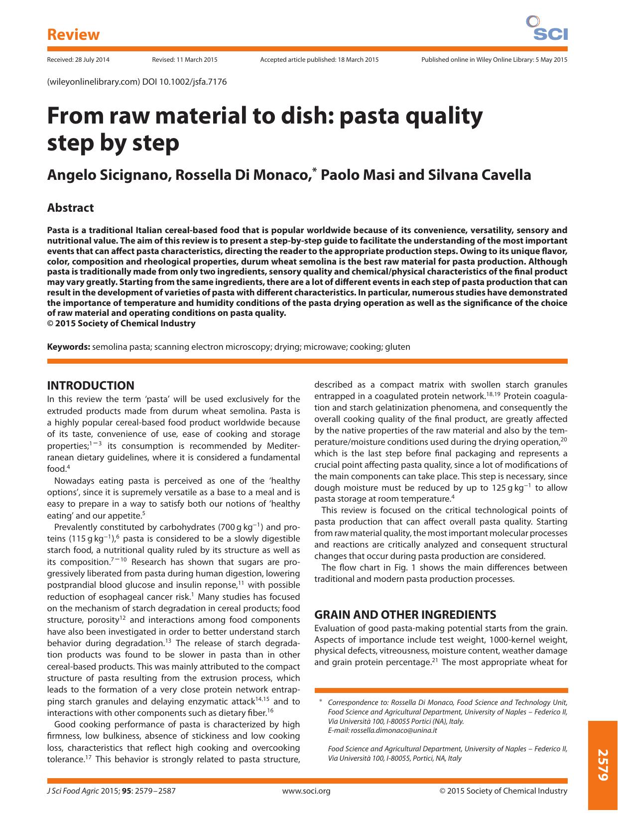 From raw material to dish: pasta quality step by step by Unknown