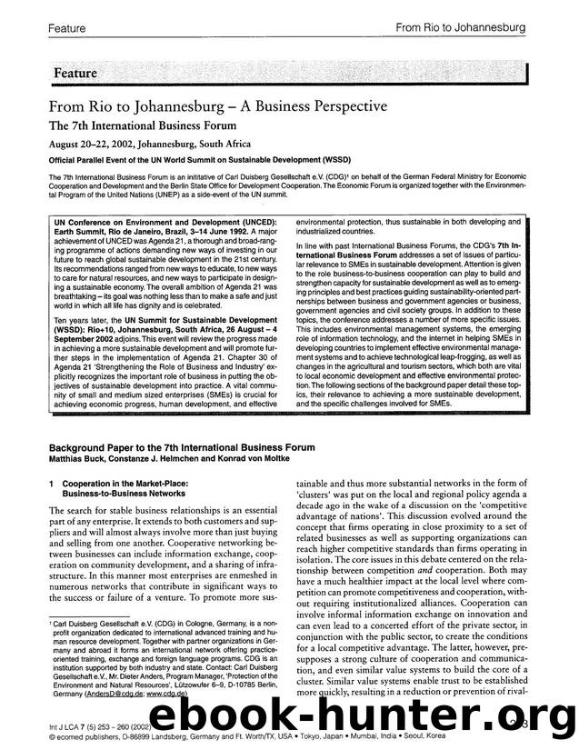 From rio to johannesburg &#x2014; a business perspective the 7th international business forum by Unknown