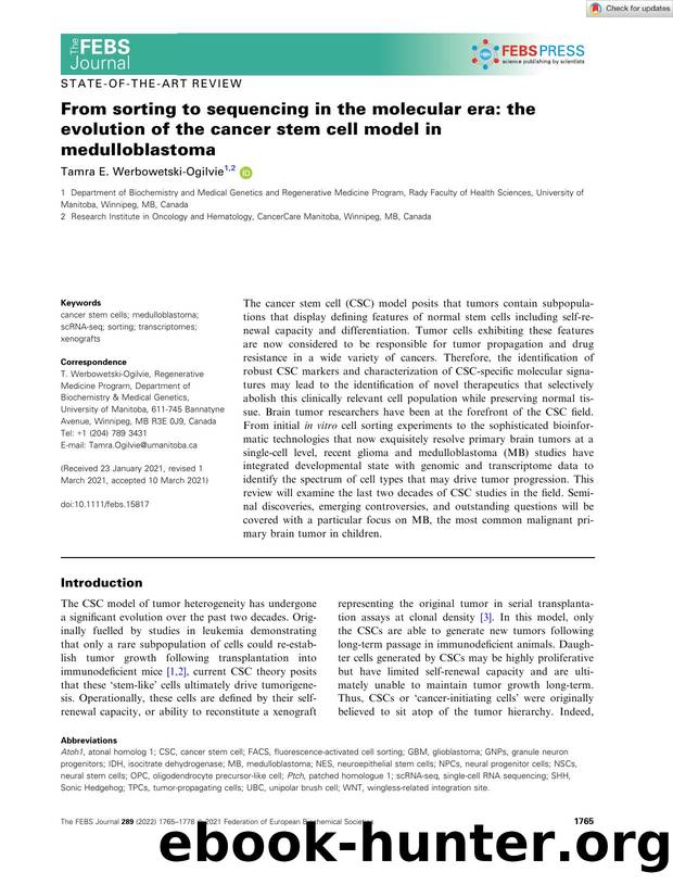 From sorting to sequencing in the molecular era: the evolution of the cancer stem cell model in medulloblastoma by Unknown