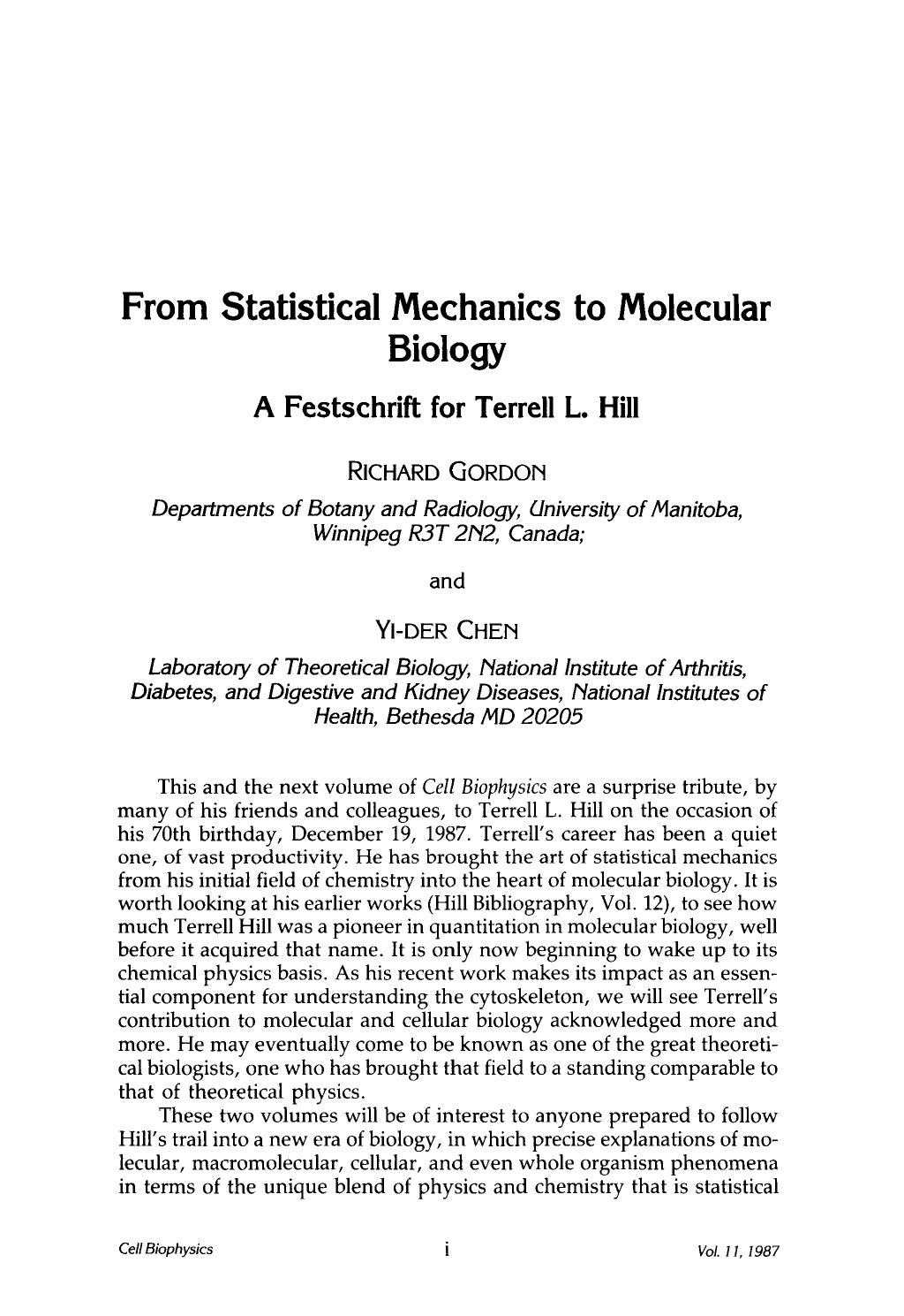 From statistical mechanics to molecular biology by Unknown