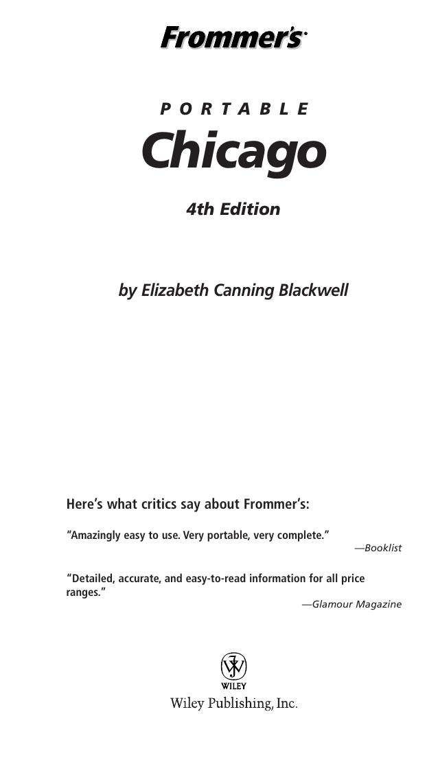 Frommer's Portable Chicago by Blackwell Elizabeth Canning
