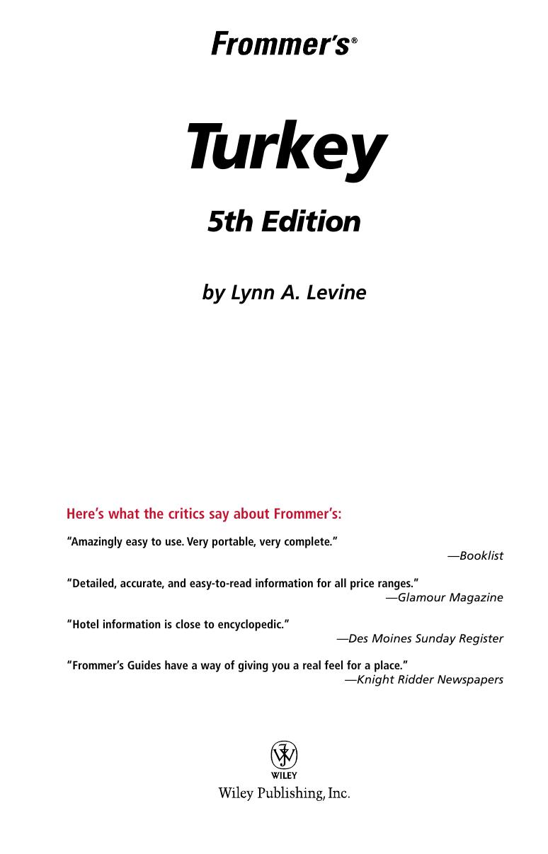 Frommer's Turkey by Lynn A. Levine