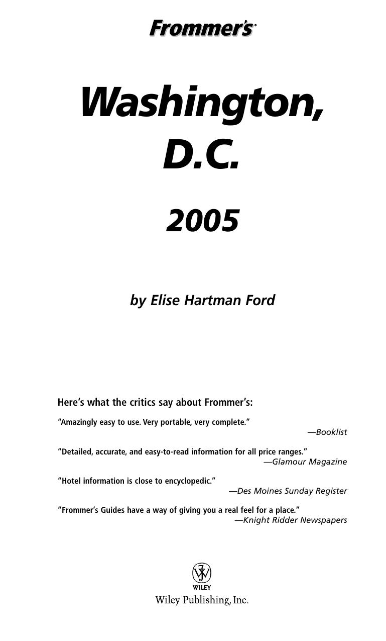 Frommer's Washington, D.C. 2005. Frommer's Complete Series, Book 61 by Elise Hartman Ford