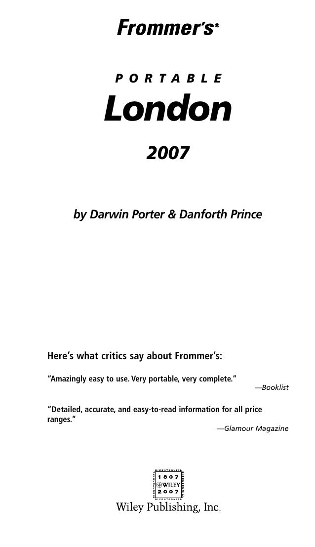Frommer's portable London 2007 by Darwin Porter; Danforth Prince