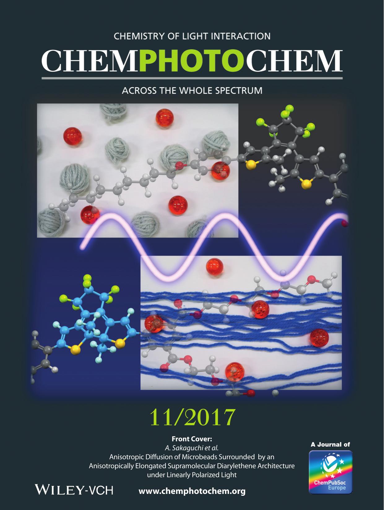 Front Cover: Anisotropic Diffusion of Microbeads Surrounded by an Anisotropically Elongated Supramolecular Diarylethene Architecture under Linearly Polarized Light (ChemPhotoChem 112017) by Unknown