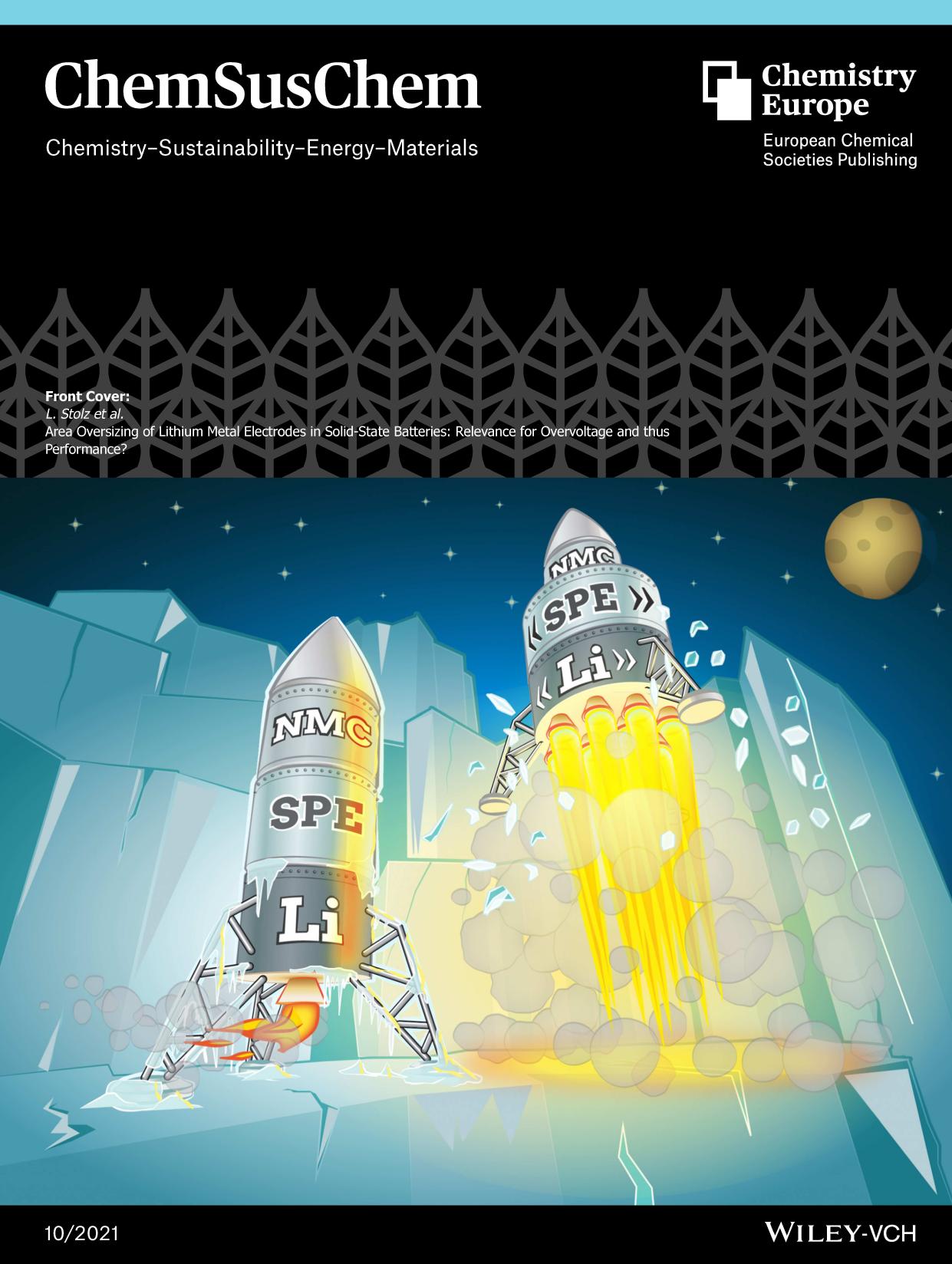 Front Cover: Area Oversizing of Lithium Metal Electrodes in SolidâState Batteries: Relevance for Overvoltage and thus Performance? (ChemSusChem 102021) by Unknown