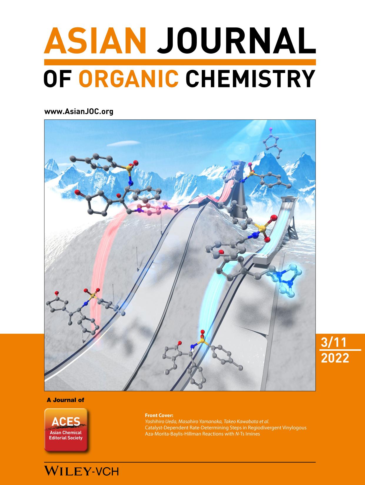 Front Cover: CatalystâDependent RateâDetermining Steps in Regiodivergent Vinylogous AzaâMoritaâBaylisâHillman Reactions with NâTs Imines (Asian J. Org. Chem. 32022) by Unknown