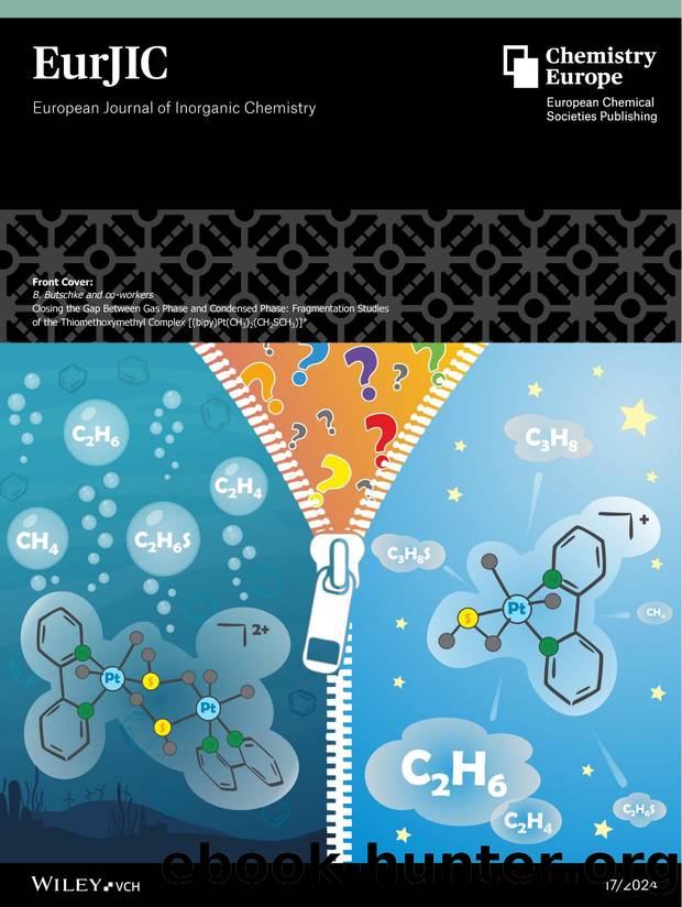 Front Cover: Closing the Gap Between Gas Phase and Condensed Phase: Fragmentation Studies of the Thiomethoxymethyl Complex [(bipy)Pt(CH3)2(CH2SCH3)]+ (Eur. J. Inorg. Chem. 172024) by Unknown