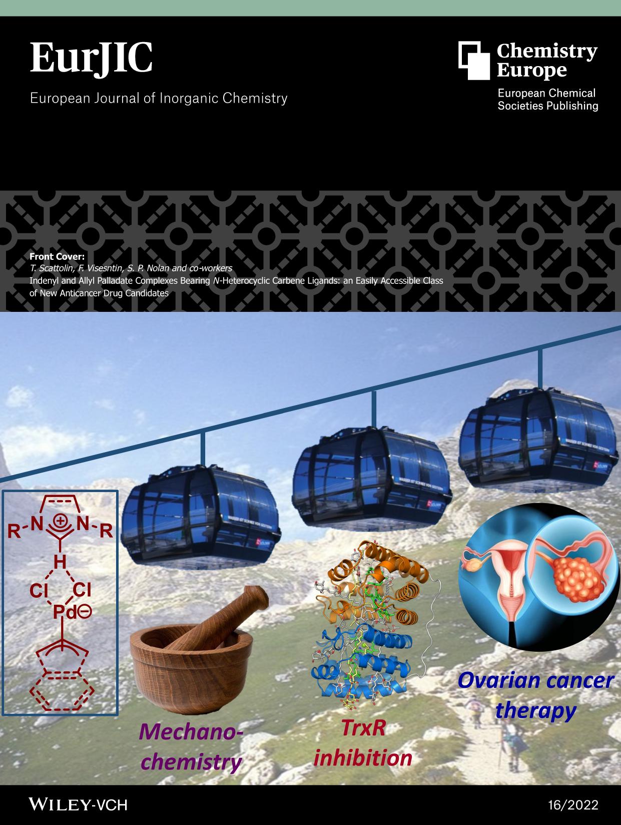 Front Cover: Indenyl and Allyl Palladate Complexes Bearing NâHeterocyclic Carbene Ligands: an Easily Accessible Class of New Anticancer Drug Candidates (Eur. J. Inorg. Chem. 162022) by Unknown