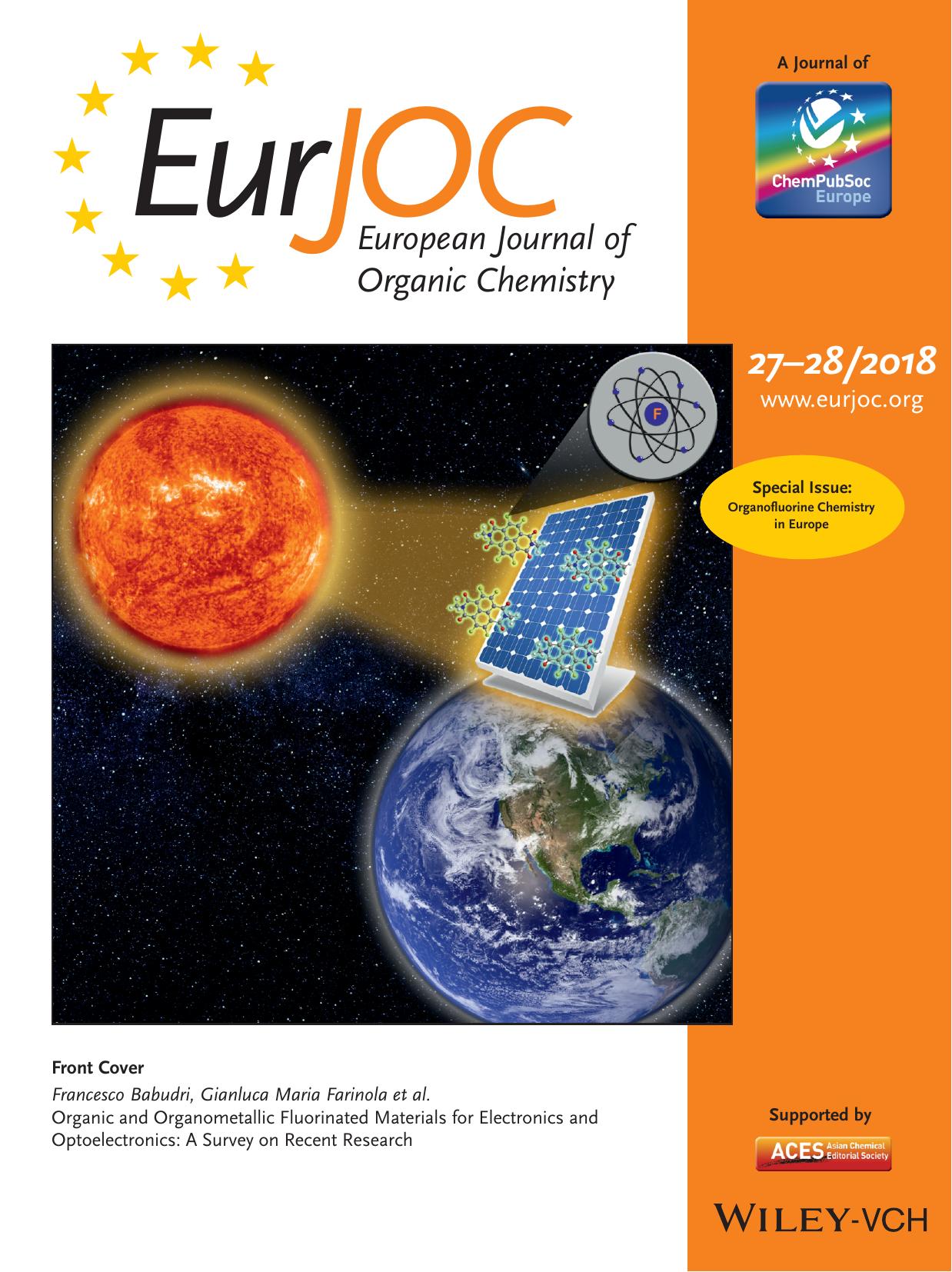 Front Cover: Organic and Organometallic Fluorinated Materials for Electronics and Optoelectronics: A Survey on Recent Research (Eur. J. Org. Chem. 27&#x02010;282018) by Unknown