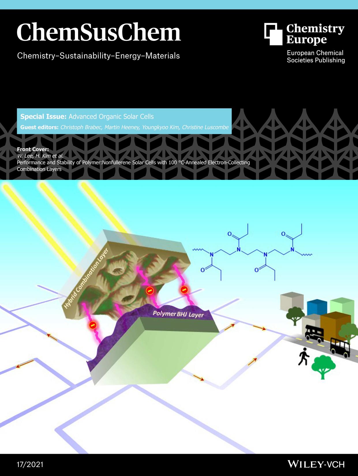 Front Cover: Performance and Stability of Polymerâ:âNonfullerene Solar Cells with 100âÂ°CâAnnealed ElectronâCollecting Combination Layers (ChemSusChem 172021) by Unknown
