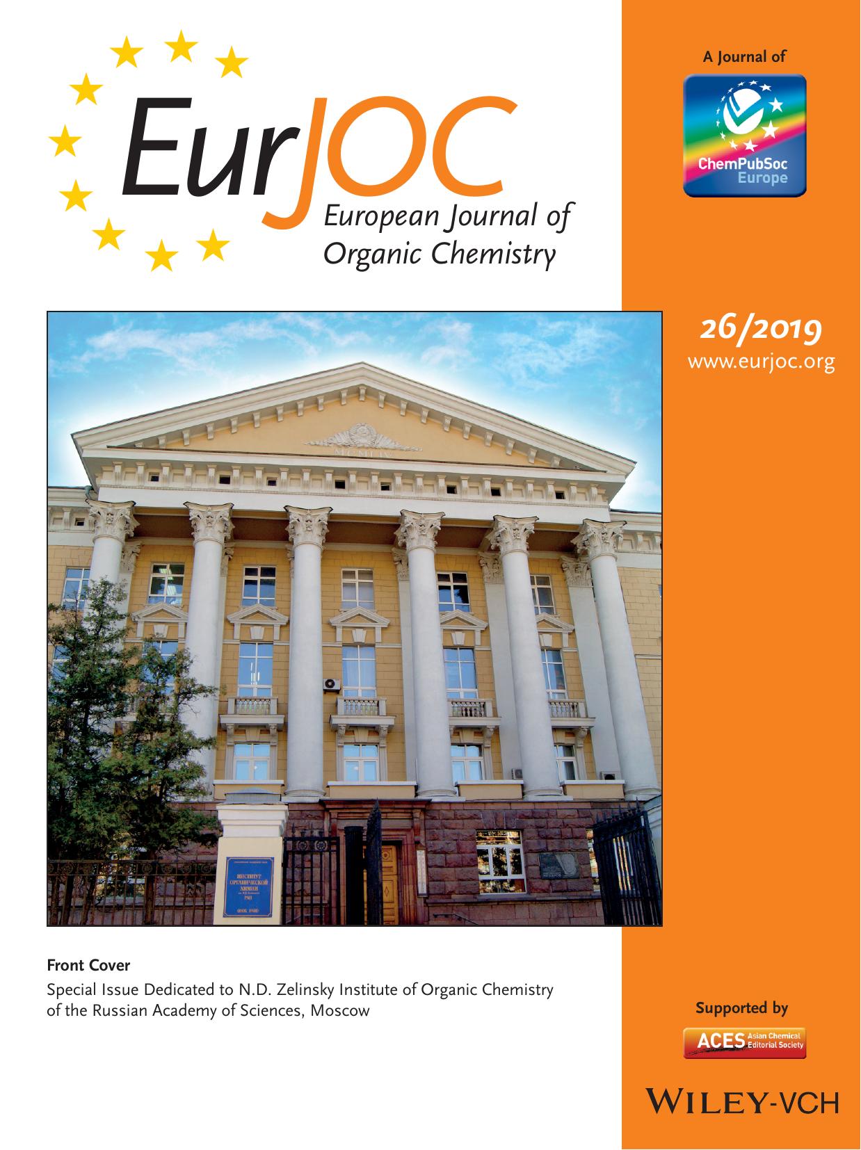 Front Cover: Special Issue Dedicated to N.D. Zelinsky Institute of Organic Chemistry of the Russian Academy of Sciences, Moscow (Eur. J. Org. Chem. 262019) by Unknown