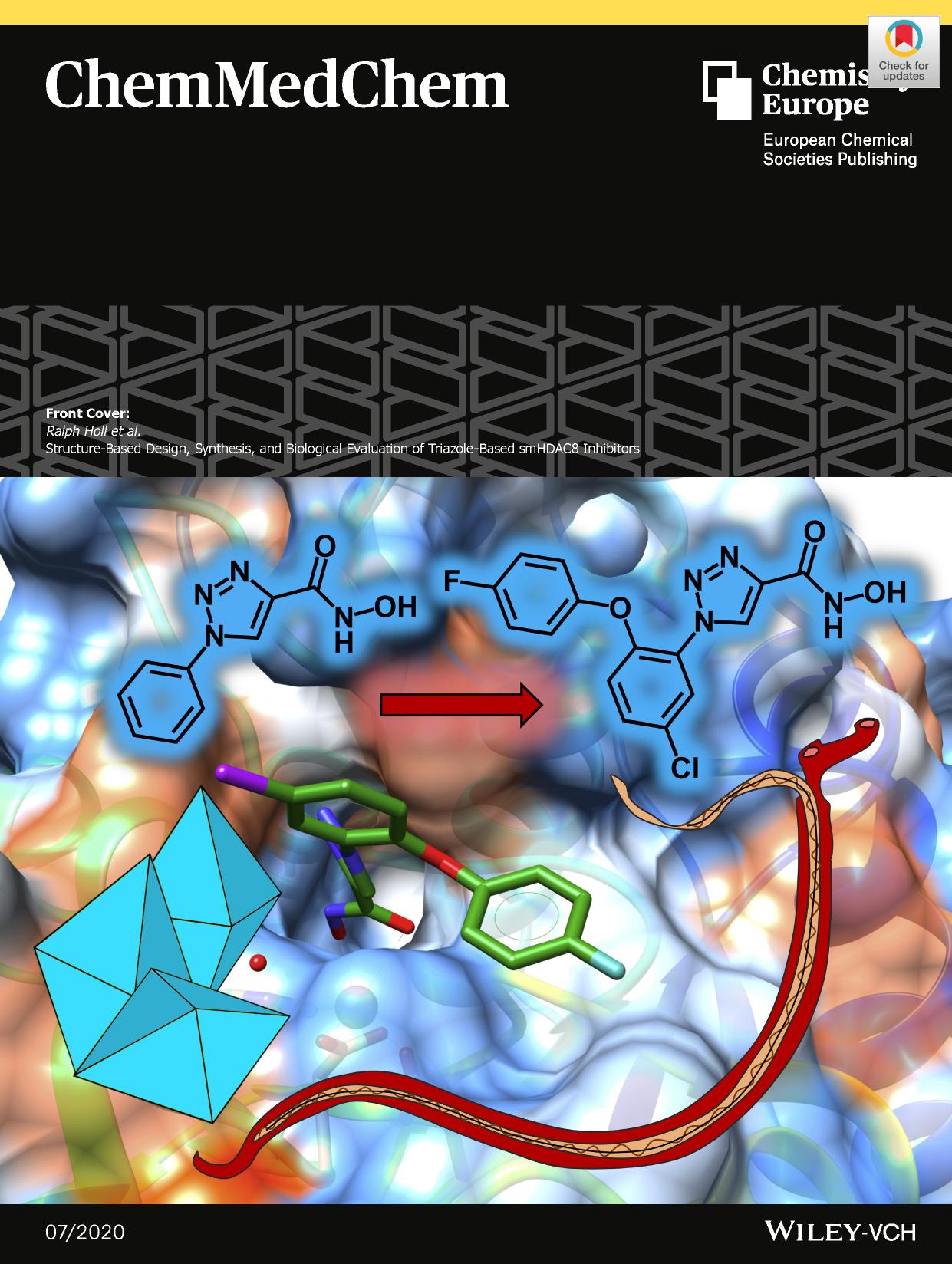 Front Cover: StructureâBased Design, Synthesis, and Biological Evaluation of TriazoleâBased smHDAC8 Inhibitors (ChemMedChem 72020) by Unknown