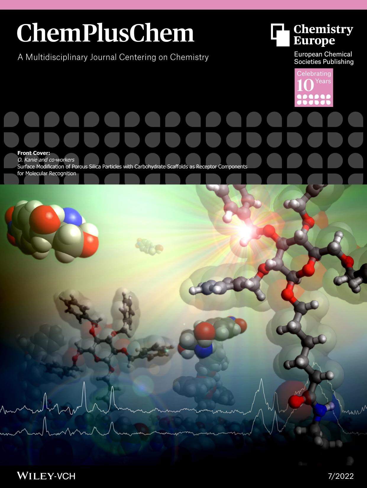 Front Cover: Surface Modification of Porous Silica Particles with Carbohydrate Scaffolds as Receptor Components for Molecular Recognition (ChemPlusChem 72022) by Unknown