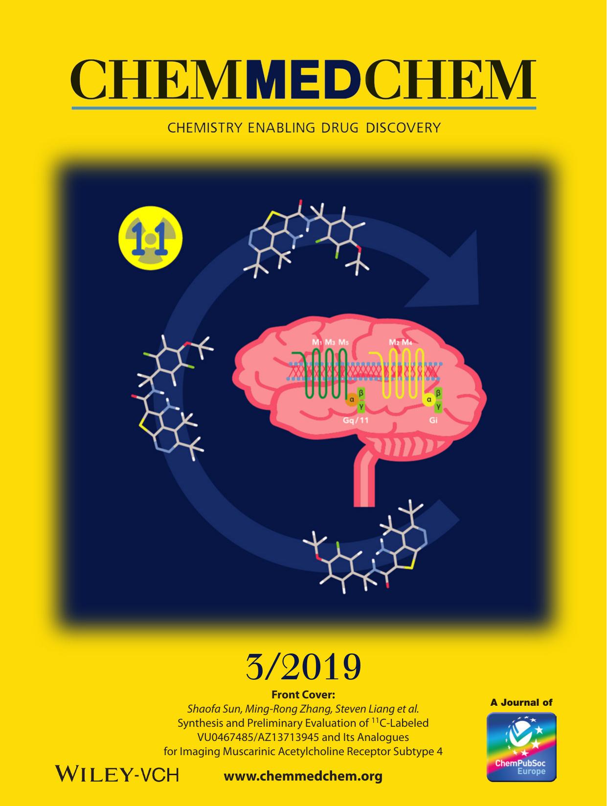 Front Cover: Synthesis and Preliminary Evaluation of 11CâLabeled VU0467485AZ13713945 and Its Analogues for Imaging Muscarinic Acetylcholine Receptor Subtypeâ4 (ChemMedChem 32019) by Unknown