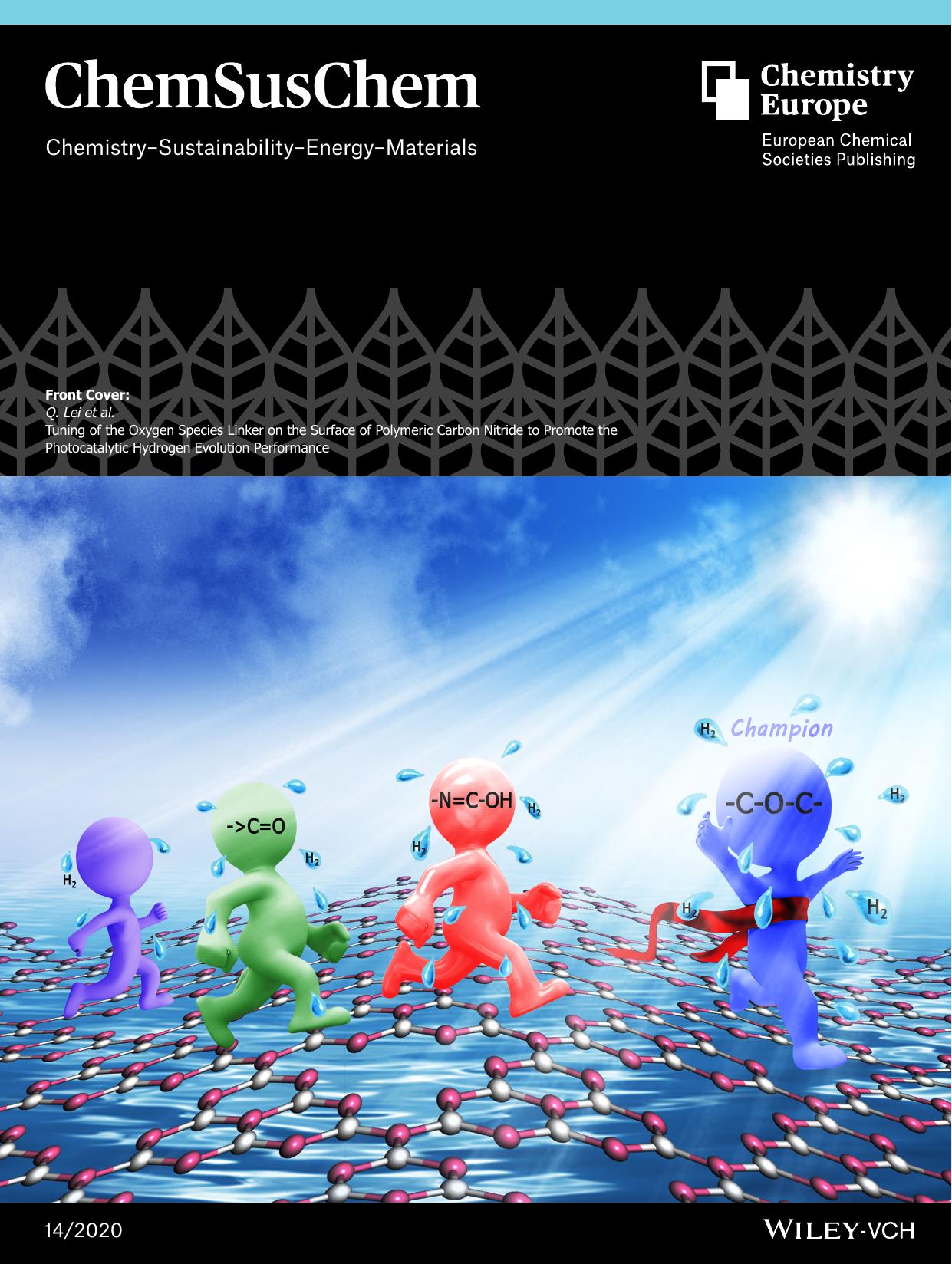 Front Cover: Tuning of the Oxygen Species Linker on the Surface of Polymeric Carbon Nitride to Promote the Photocatalytic Hydrogen Evolution Performance (ChemSusChem 142020) by Unknown