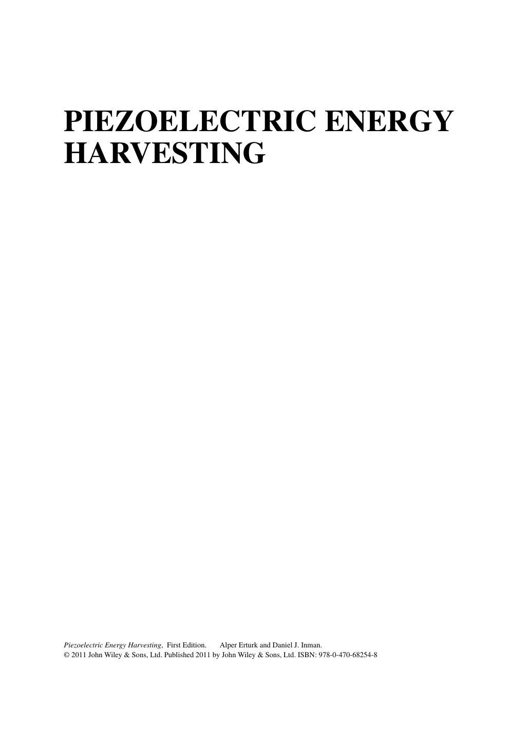 Front Matter by Piezoelectric Energy Harvesting -Wiley (2011)