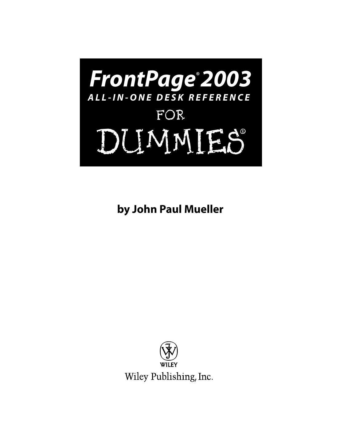 FrontPage 2003 all-in-one desk reference for dummies by John Mueller
