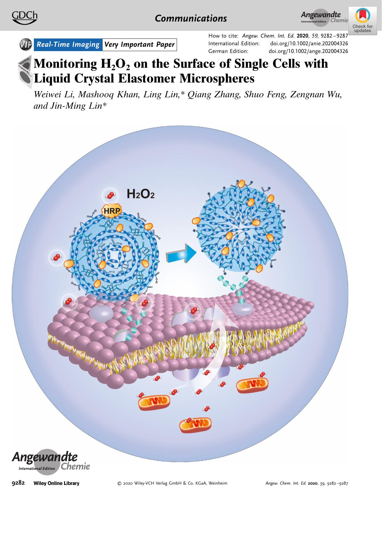 Frontispiece: Monitoring H2O2 on the Surface of Single Cells with Liquid Crystal Elastomer Microspheres by Unknown