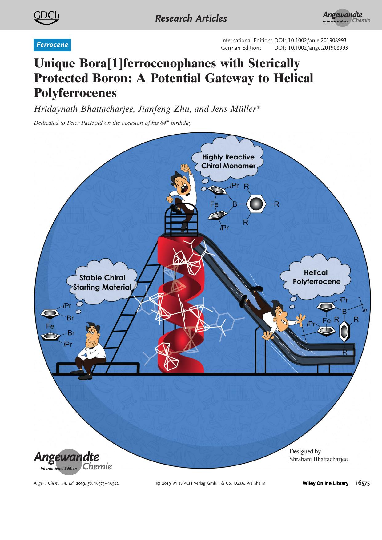 Frontispiece: Unique Bora[1]ferrocenophanes with Sterically Protected Boron: AâPotential Gateway to Helical Polyferrocenes by Unknown